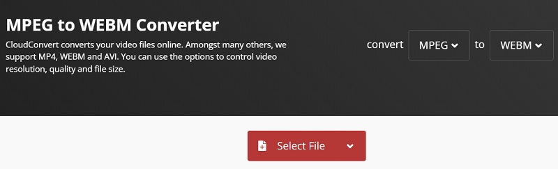 Transférer MPEG vers WebM Online