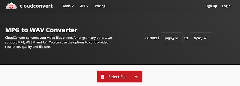 Convertir MPG en WAV en ligne sur CloudConvert.com
