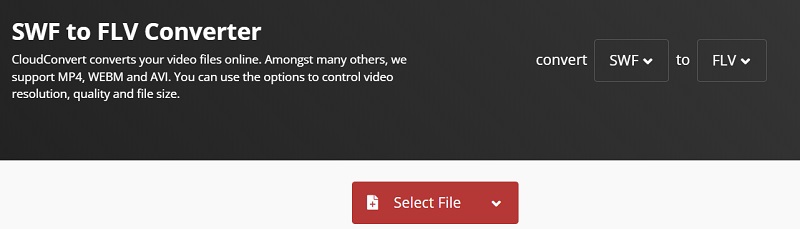 Transformez SWF en FLV avec CloudConvert