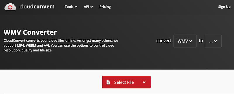 Convertisseur WMV en ligne : CloudConvert.com