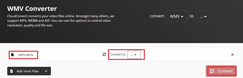 Utilisez CloudConvert pour convertir WMV en MPEG4 en ligne gratuitement
