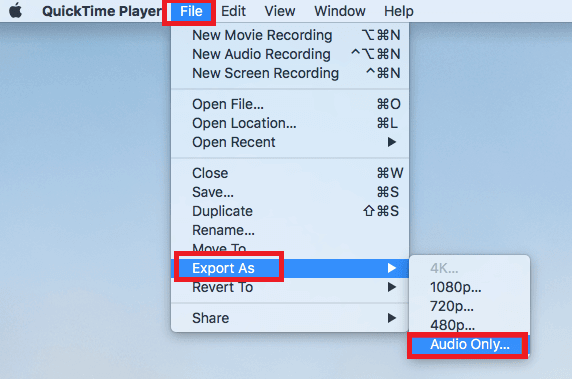 Convertir MOV en MP3 avec QuickTime