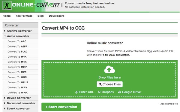 Convertisseur MP4 en OGG en ligne