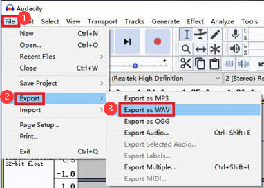 Convertir MP4 en WAV en utilisant Audacity