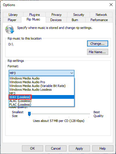 Convertir WMA en WAV à l'aide du lecteur Windows Media