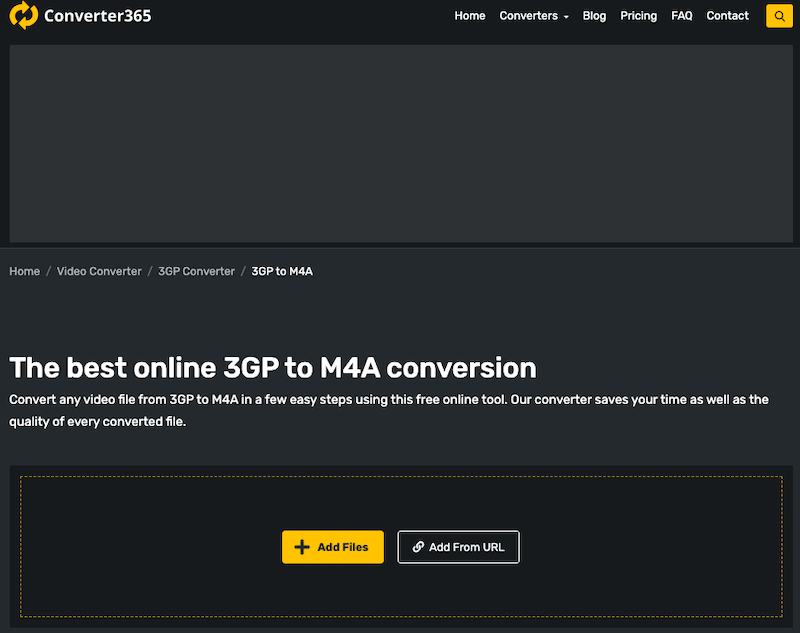 Convertir 3GP en M4A sur Converter365.com
