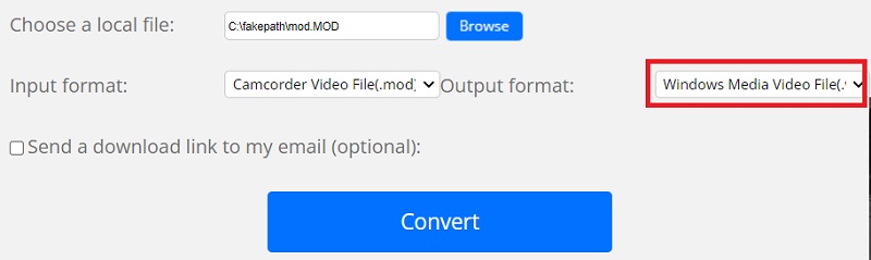 Convertir MOD en WMV en ligne