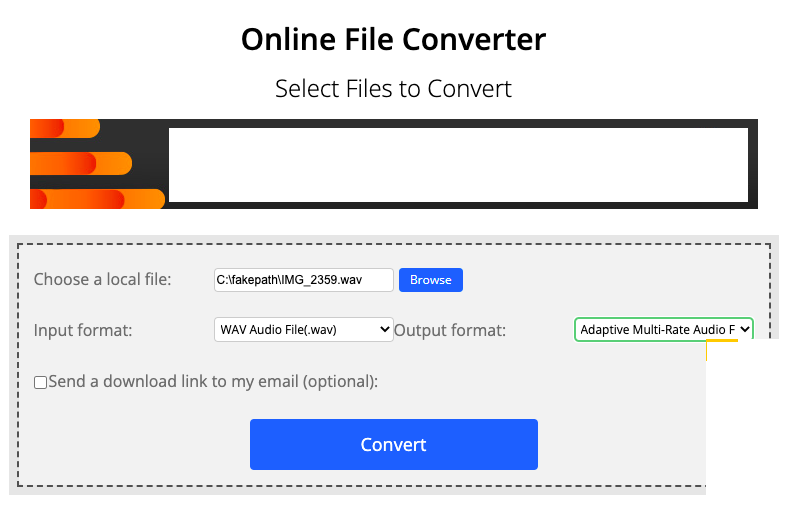 ConvertFiles.com pour WAV en AMR