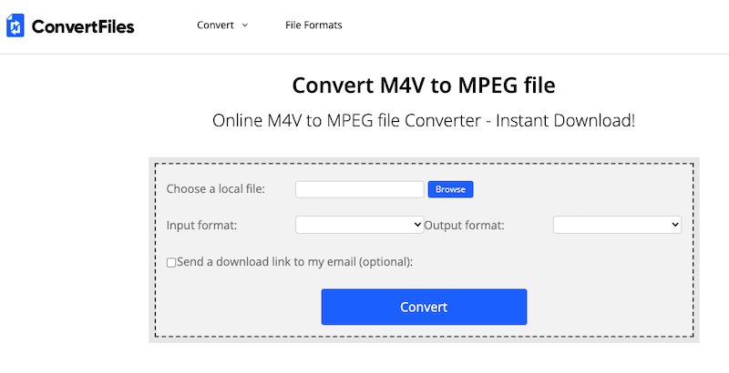 Convertir M4V en MPEG sur ConvertFiles.com