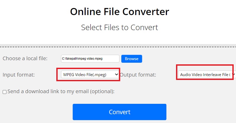Utilisez ConvertFiles pour convertir MPEG en AVI