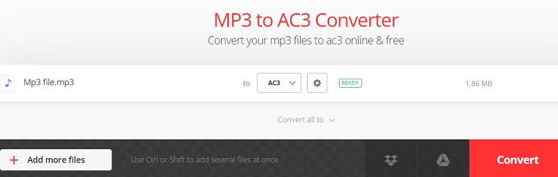 Transformez MP3 en AC3 avec Convertio
