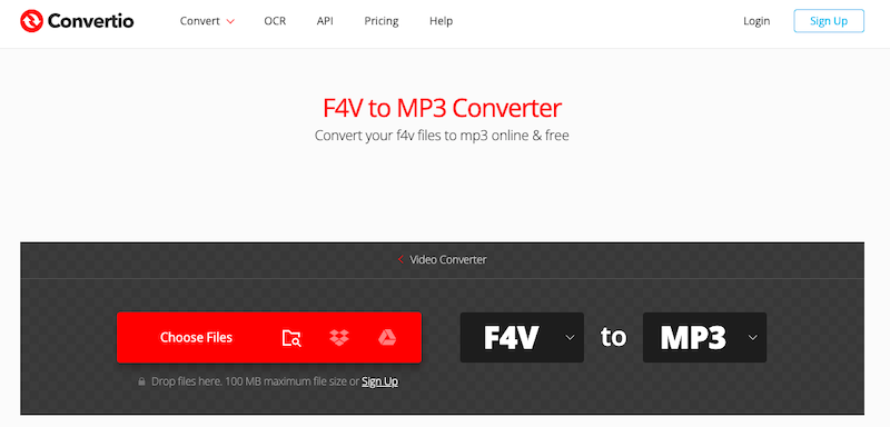 Convertio : Convertisseur F4V en MP3 en ligne