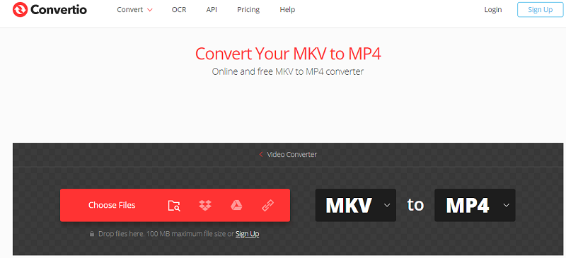 Convertir MKV en MP4 sur Mac via Convertio