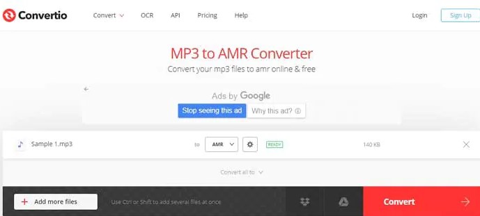 Convertir MP3 en AMR en ligne