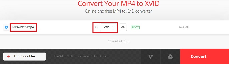 Utilisez Convertio pour transformer votre Mp4 en Xvid
