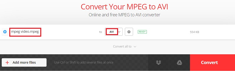 Transformez MPEG en AVI en ligne
