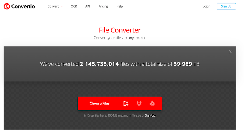 Convertir MPEG en VOB sur Convertio.co