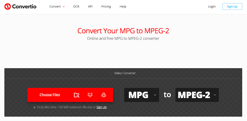 Visitez Convertio.co pour convertir MPG en MPEG