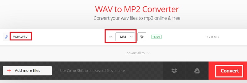 Convertir WAV en MP2 gratuitement en ligne