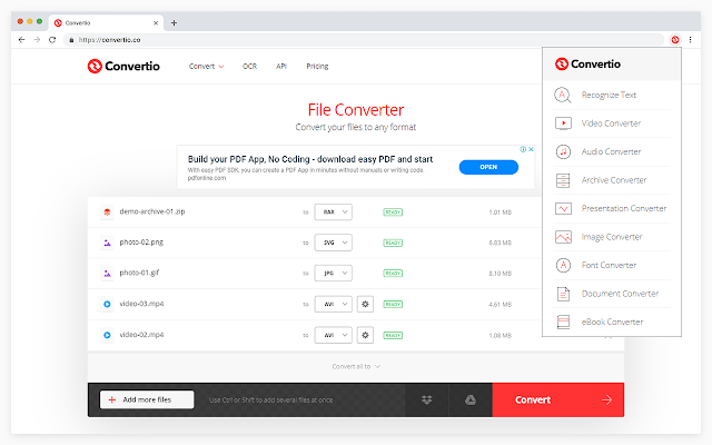 Convertir AMR en MP3 à l'aide de Convertio
