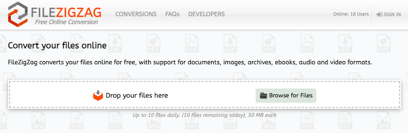 Convertir M3TS en MP4 sur FileZigZag.com