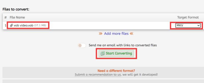 FileZigZag convertit VOB en MKV