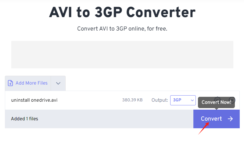 Convertir AVI en 3GP via FreeConvert.com