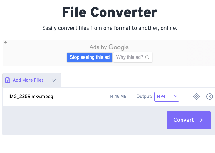 Convertir MKV en MP4 avec FreeConvert.com