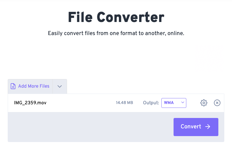 Convertir des fichiers MOV au format WMA avec FreeConvert.com
