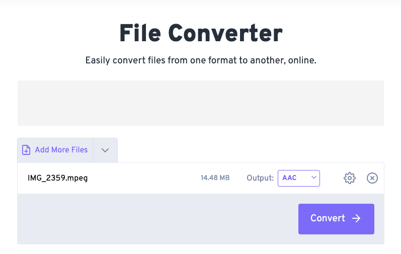 FreeConvert.com pour MPEG en AAC