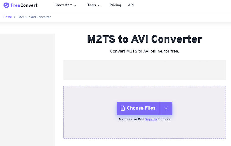 Convertir M2TS en AVI sur FreeConvert.com