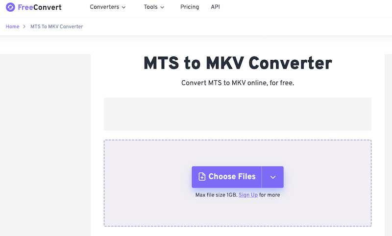 FreeConvert : Convertisseur MTS en MKV en ligne