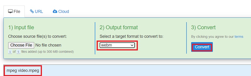 Transformez MPEG en WebM avec FreeFileConvert
