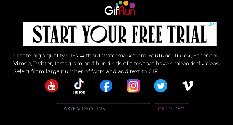 YouTube vers GIF Maker GIFRun