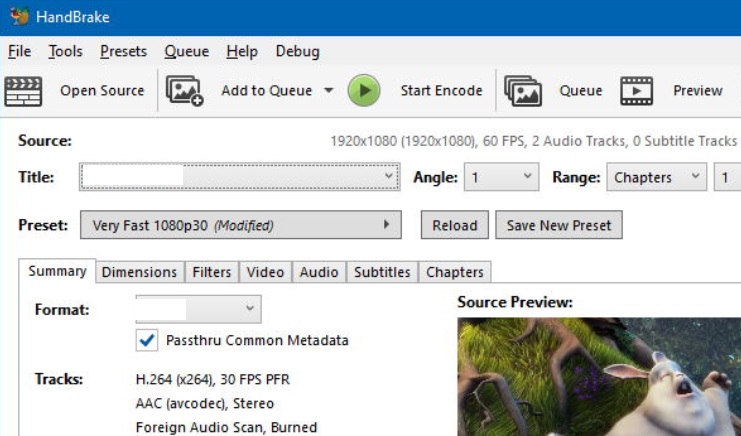 Changer CUE en MPEG avec Handbrake