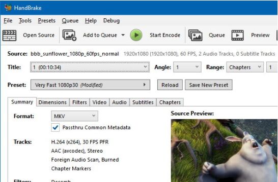 Convertir MOV en MKV à l'aide de Handbrake