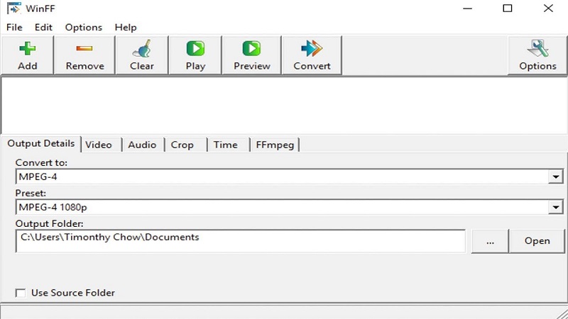 MXF à MP4 avec WinFF