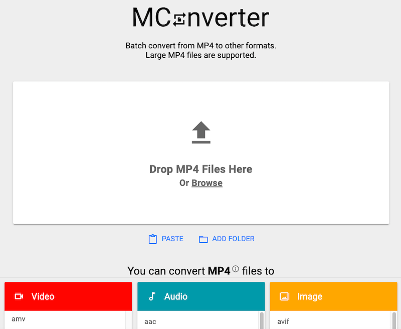 Utilisez MConverter pour convertir MP4 en AMV en ligne