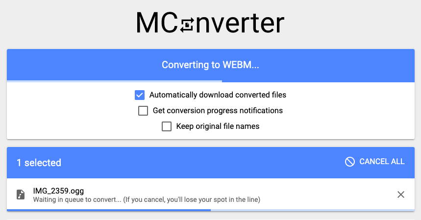 Convertisseur OGG en WebM en ligne Mconverter.eu