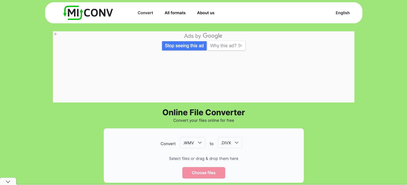 Convertir WMV en DivX avec MiConv.com
