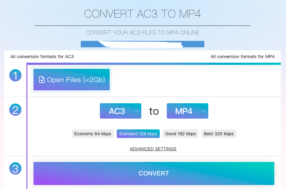 Convertir AC3 en MP4 avec Online-audio-convert.com