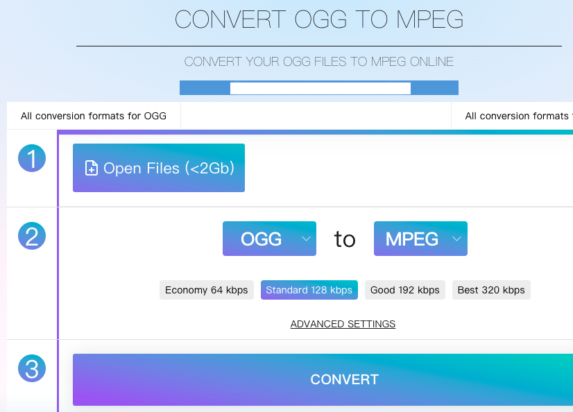 Convertir OGG en MPEG avec Online-audio-convert.com