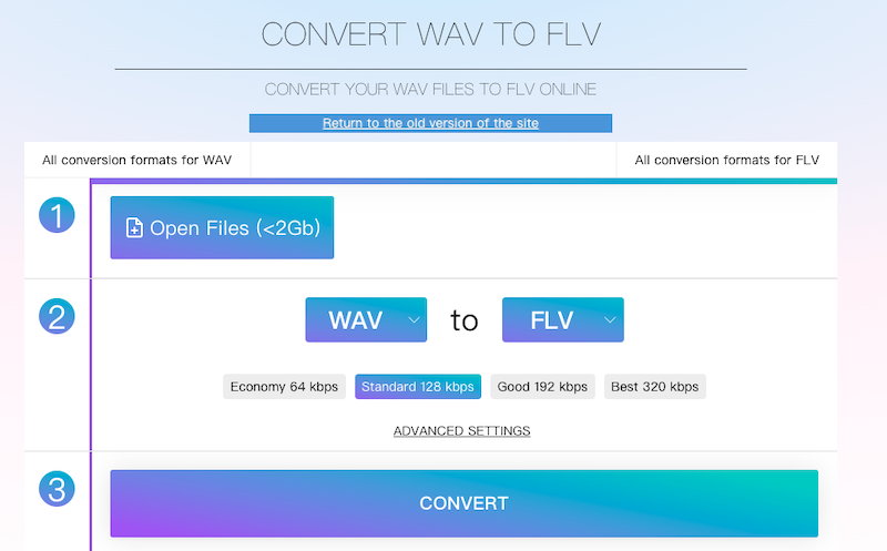 Convertissez WAV en FLV sur Online-audio-convert.com