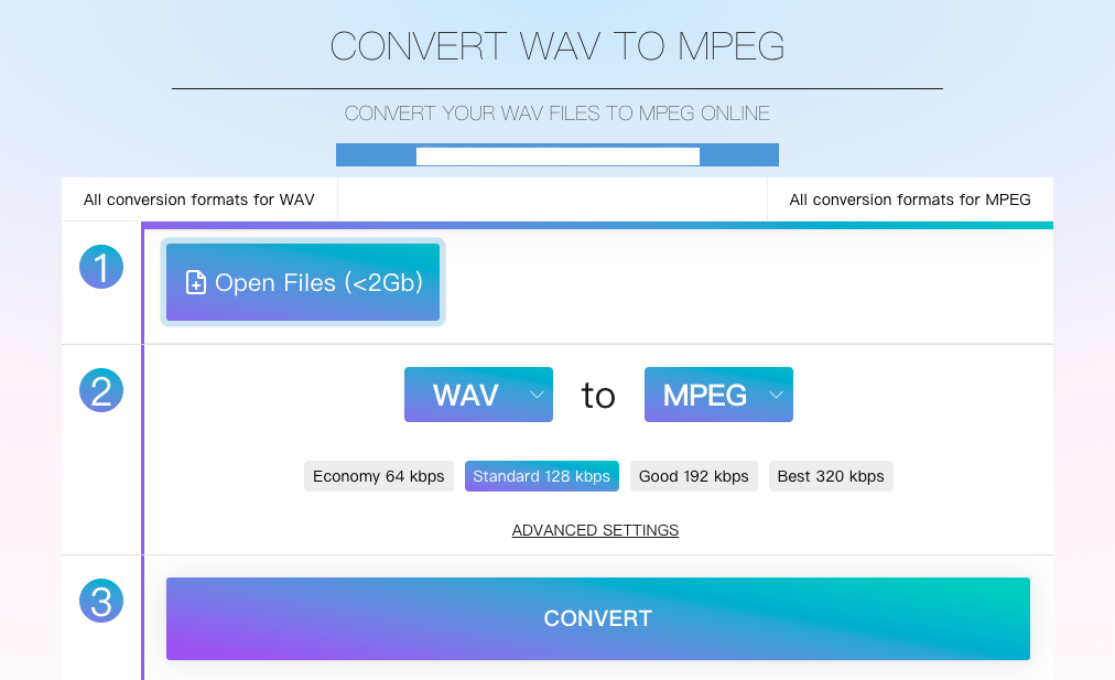 Convertir WAV en MPEG avec Online-Audio-Convert.com