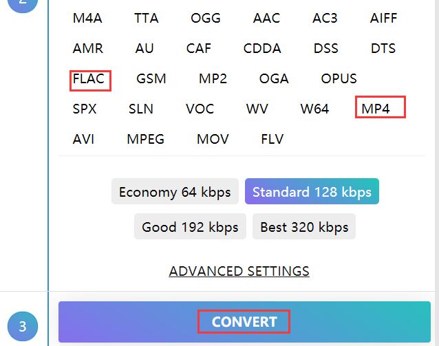 Convertisseur en ligne pour convertir FLAC en MP4