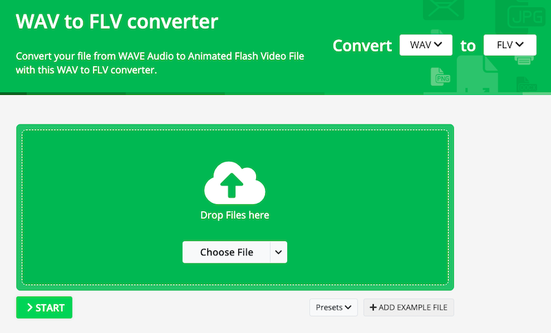 Convertir des fichiers WAV en FLV en ligne sur Online-convert.com