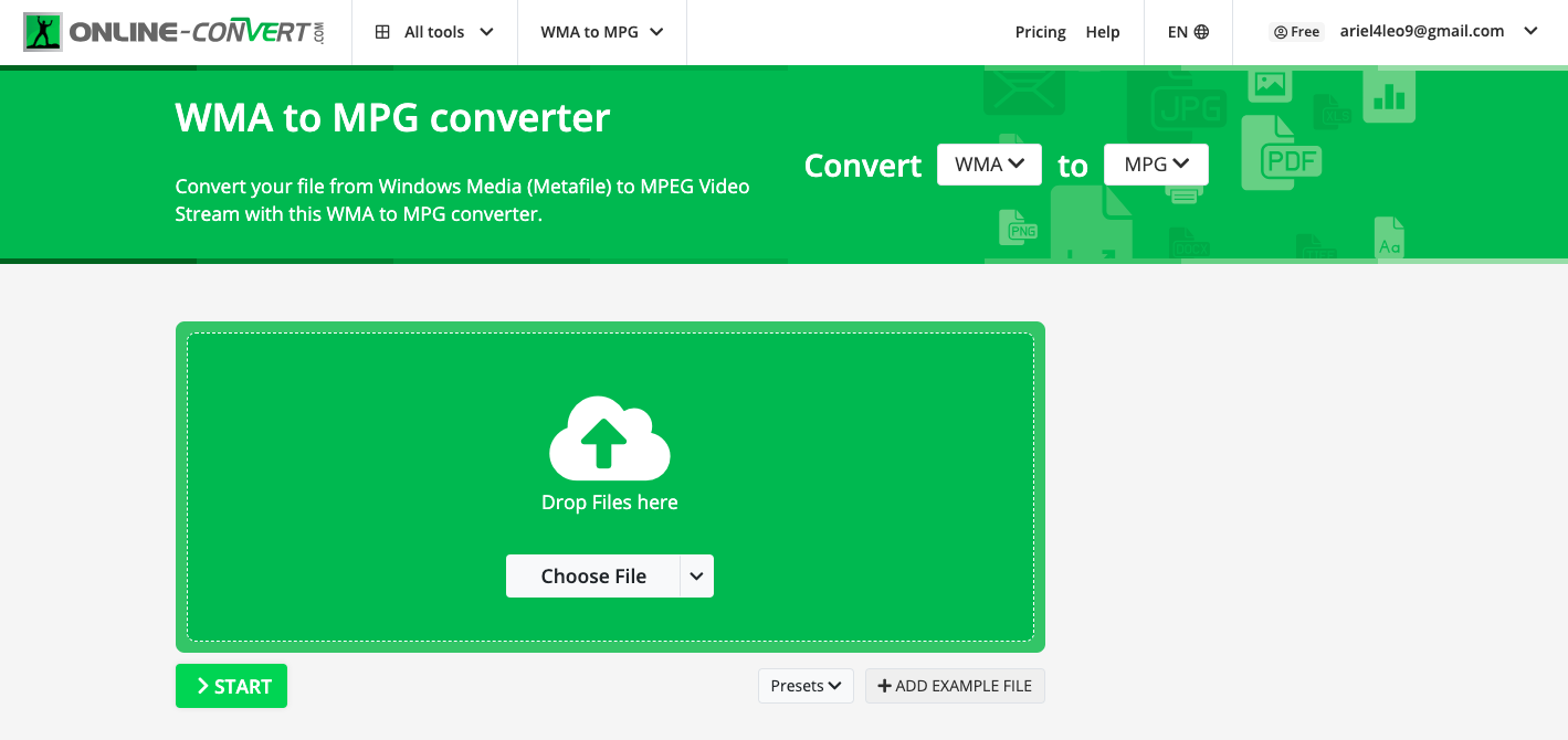 Convertir WMA en MPG avec Online-convert.com