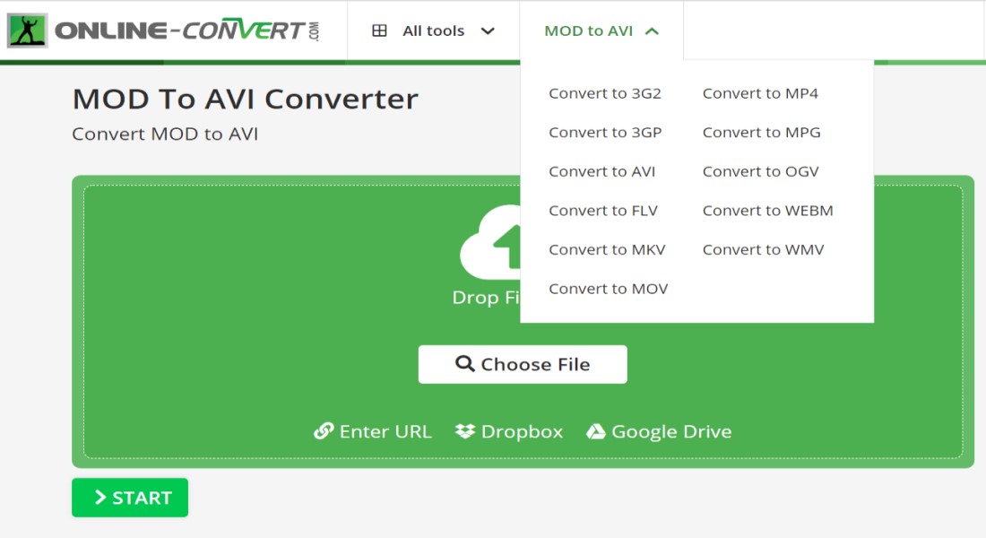 Convertir MOD en AVI en ligne