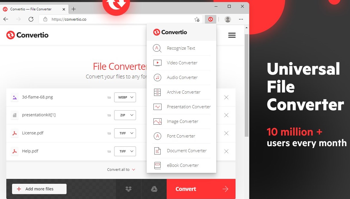Convertir MOV en AAC avec CloudConvert.com