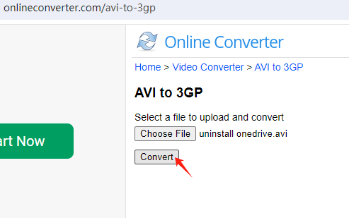 Convertir AVI en 3GP via Onlineconverter.com